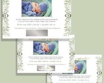 Faire-part de naissance à gratter – Prénom de bébé à découvrir !