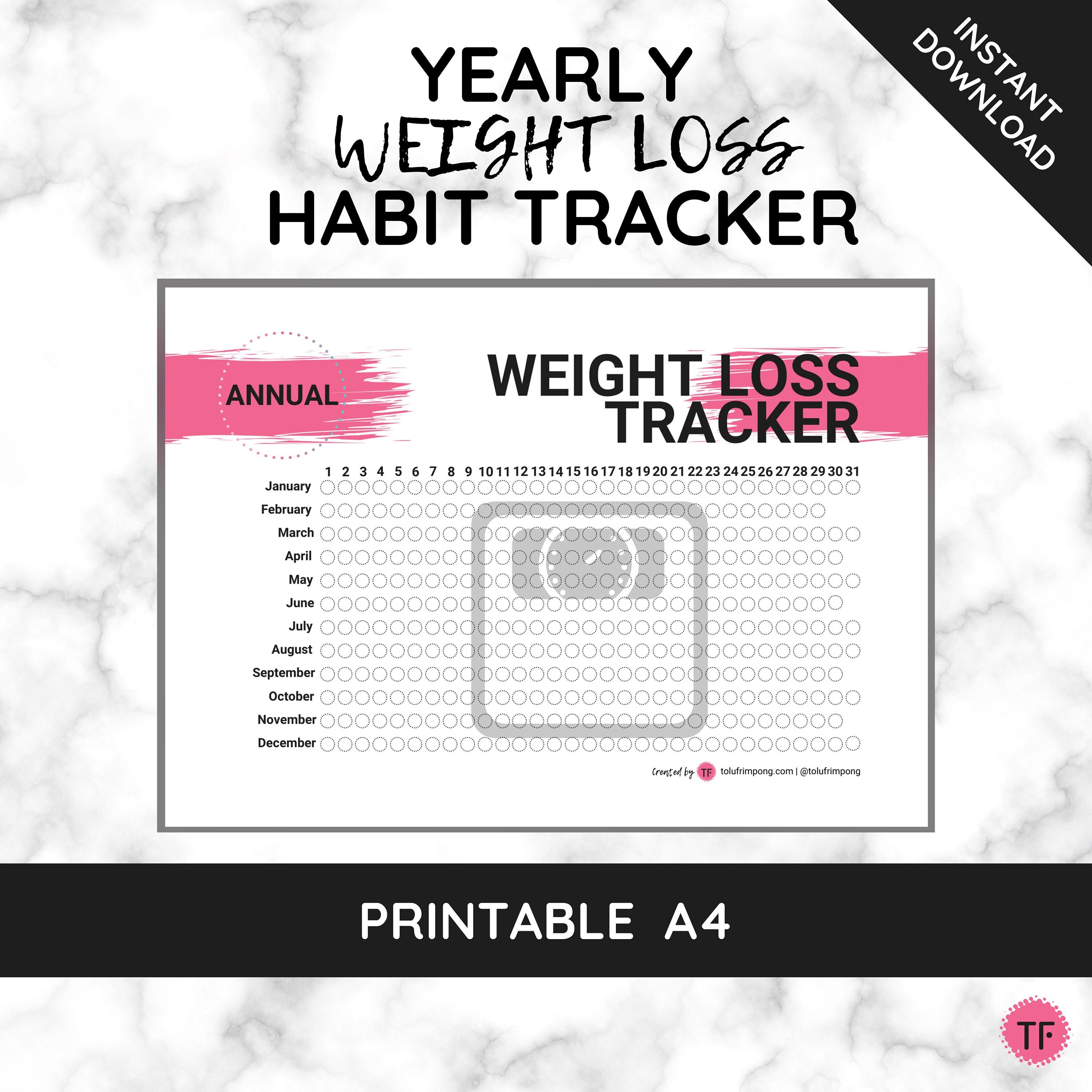 Yearly Journal Habit Tracker Chart