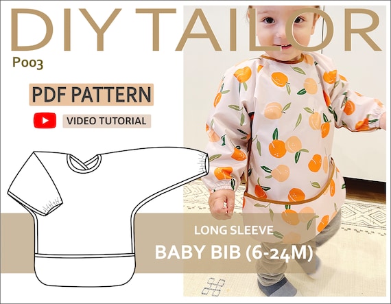 Full Coverage Baby Bib With Long Sleeves PDF Pattern