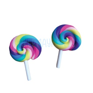 Lollipop | Rainbow Candy Resin Flatback | Polymer Clay | Kawaii Deco | Resin Flatback | Hair Bow Charm | Scrapbook | Embellishment | Crafts