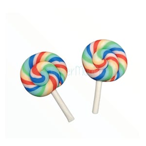 Lollipop | Rainbow Candy Resin Flatback | Polymer Clay | Kawaii Deco | Resin Flatback | Hair Bow Charm | Scrapbook | Embellishment | Crafts