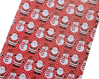 Santa Claus and Snowman Faux Leather | Christmas Faux Leather | Vegan Leather Sheets | Faux Leather | Leather Earrings | Holiday | Snowman