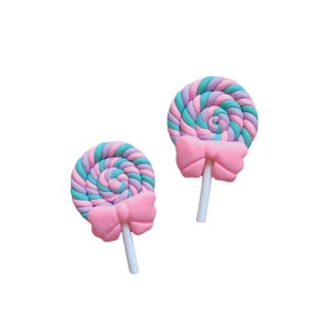 Lollipop | Pink Candy Resin Flatback | Polymer Clay | Kawaii Deco | Resin Flatback | Hair Bow Charm | Scrapbook | Embellishment | Crafts