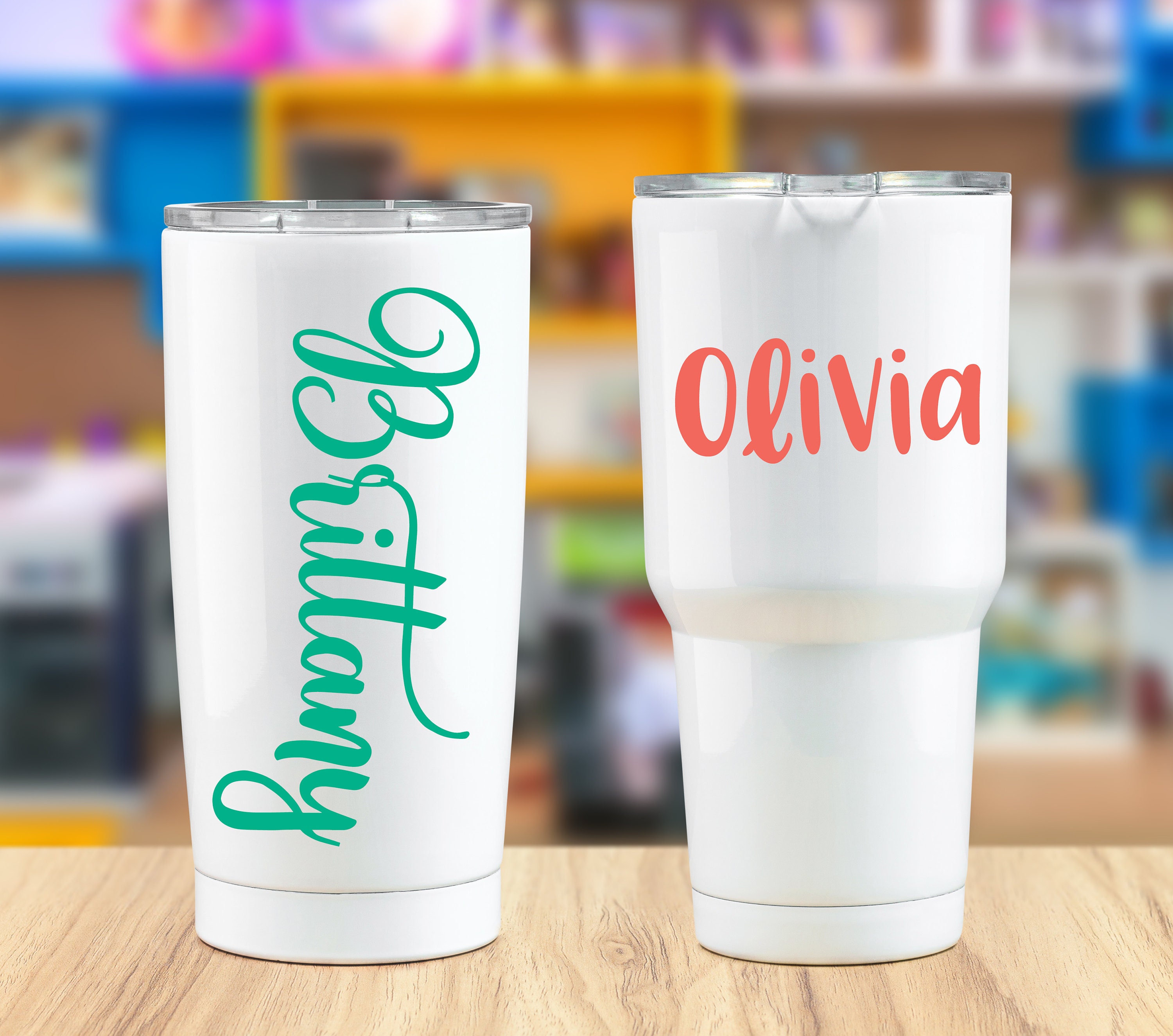 Flower Decals for Tumblers, Your Choice of Colors & Name