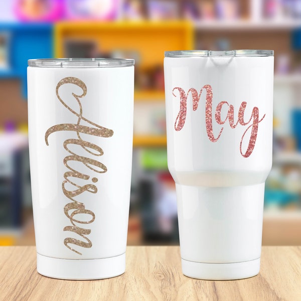 Glitter Name Decal | Glitter Name Sticker | Glitter Decal | Wine Glass Decal | Glitter Vinyl | Name Decal | Cup Decal