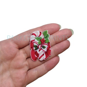 Candy Cane Planar Resin Flatback | Candy Cane Cabochon | Christmas Cabochon | Hair Bow Charm | Embellishment | Peppermint | Christmas Candy