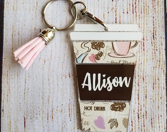 COFFEE KEYCHAIN | Coffee Lovers | Personalized Keychain | Gift for Her | Custom Coffee Keychain | Personalized Keychain