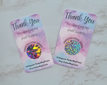 Watercolor Scratch Off Cards | Business Scratch Offs | Thank You | Customer Thank You Cards | Business Scratch Offs | Custom