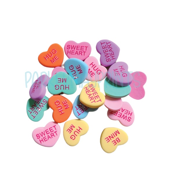 Valentine's Conversation Heart Cabochon | Colorful Heart Resin Flatback | Cabochon | Craft | Scrapbooking | Hair Bow Embellishments DIY
