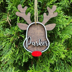 Personalized Reindeer Ornament | Kids Ornament | Personalized Wood Ornament | Custom Ornament | Reindeer | Personalized Reindeer Gift