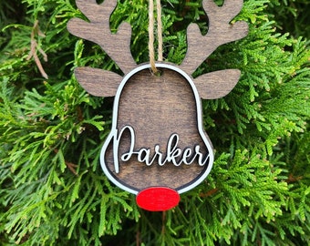 Personalized Reindeer Ornament | Kids Ornament | Personalized Wood Ornament | Custom Ornament | Reindeer | Personalized Reindeer Gift