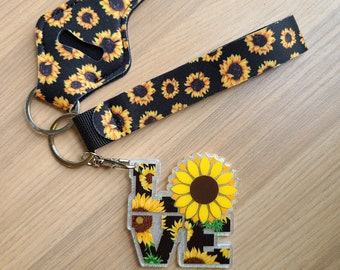 LOVE SUNFLOWER KEYCHAIN | Sunflower | Glitter Floral Keychain | Keychain | Sunflower Keychain | Love Keychain | Sunflower Gift | Lanyards