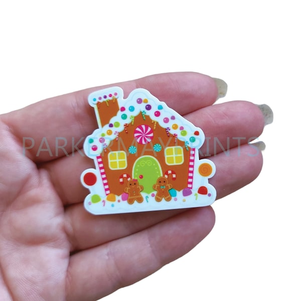 Gingerbread House Planar Resin | Christmas | Holiday Resin Flatback | Christmas Cabochon | Hair Bow Charm | Embellishment | Gingerbread