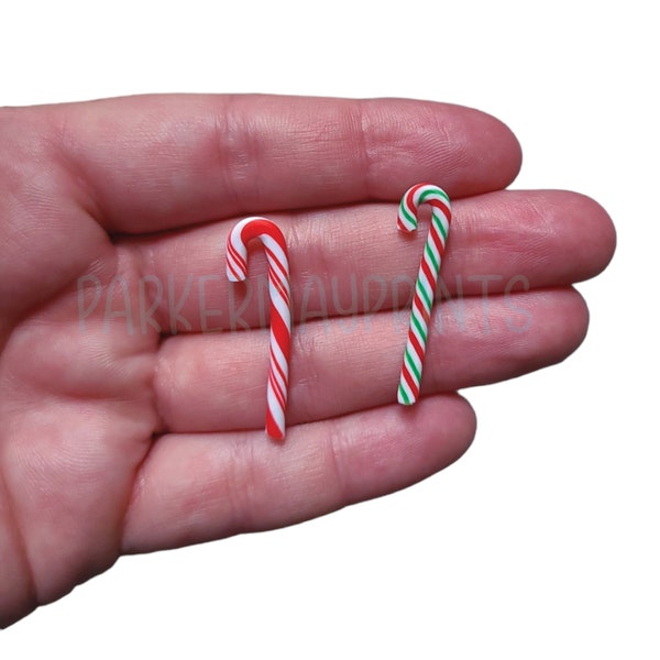 Polymer Clay Candy Canes | Cute Swirl Fake Peppermint Charms | Candy Cane Cabochon | Christmas Cabochon | Peppermint | Christmas Candy