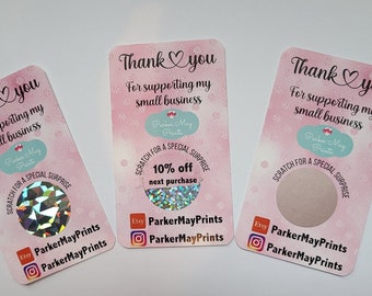 Pink Scratch Off Cards | Business Scratch Offs | Thank You | Customer Thank You Cards | Business Scratch Offs | Custom