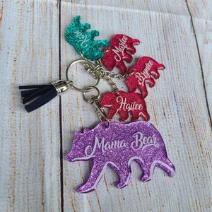 Mama Bear Keychain | Mama Bear Keychain with Cubs | Mothers Day Keychain | Gift for Mom | Personalized Mom Keychain | Kids Names | Birthday