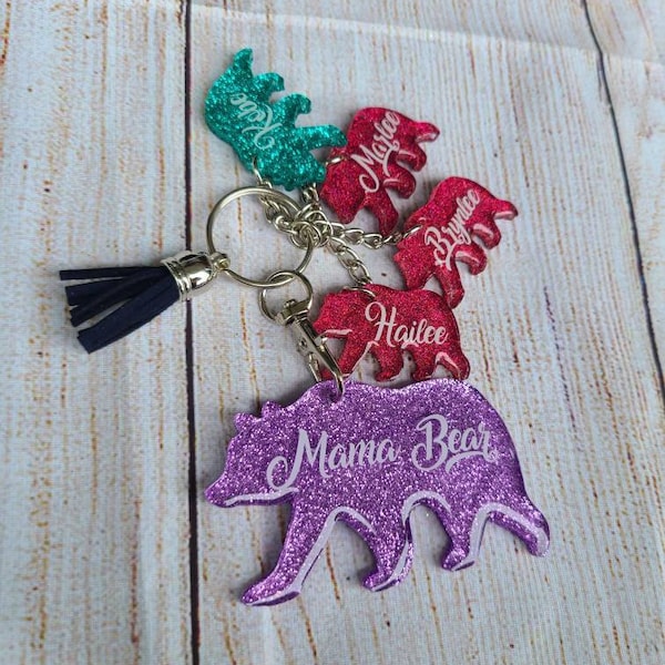 "Papa Bear" / "Mama Bear" Keychain - 316L Stainless Steel Hand-Stamped Father's/Mother's Day Gift