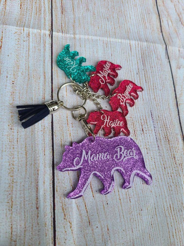 Pioneer Supplier & Creations Mama Bear Keychain | Add-On Cub Sublimation Blanks Mama Bear / Gloss Single