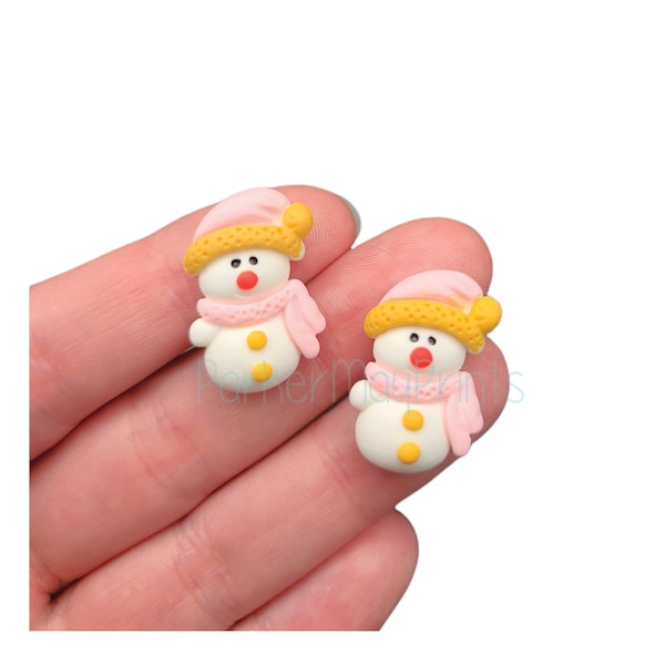 Snowman Cabochon | Resin Flatback | Kawaii | Christmas Accessories | Hair Bow Charm | Scrapbooking | Embellishment | Crafts | Snowman Bow