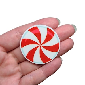 Peppermint Planar Resin Flatback | Peppermint Cabochon | Christmas Cabochon | Hair Bow Charm | Embellishment | Peppermint | Christmas Candy