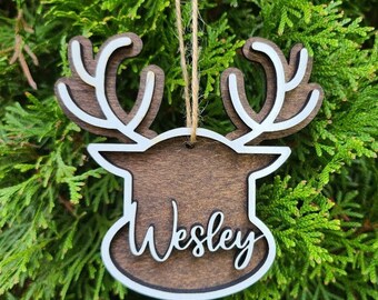 Personalized Reindeer Ornament | Kids Ornament | Personalized Wood Ornament | Custom Ornament | Reindeer | Personalized Name Ornament | Wood