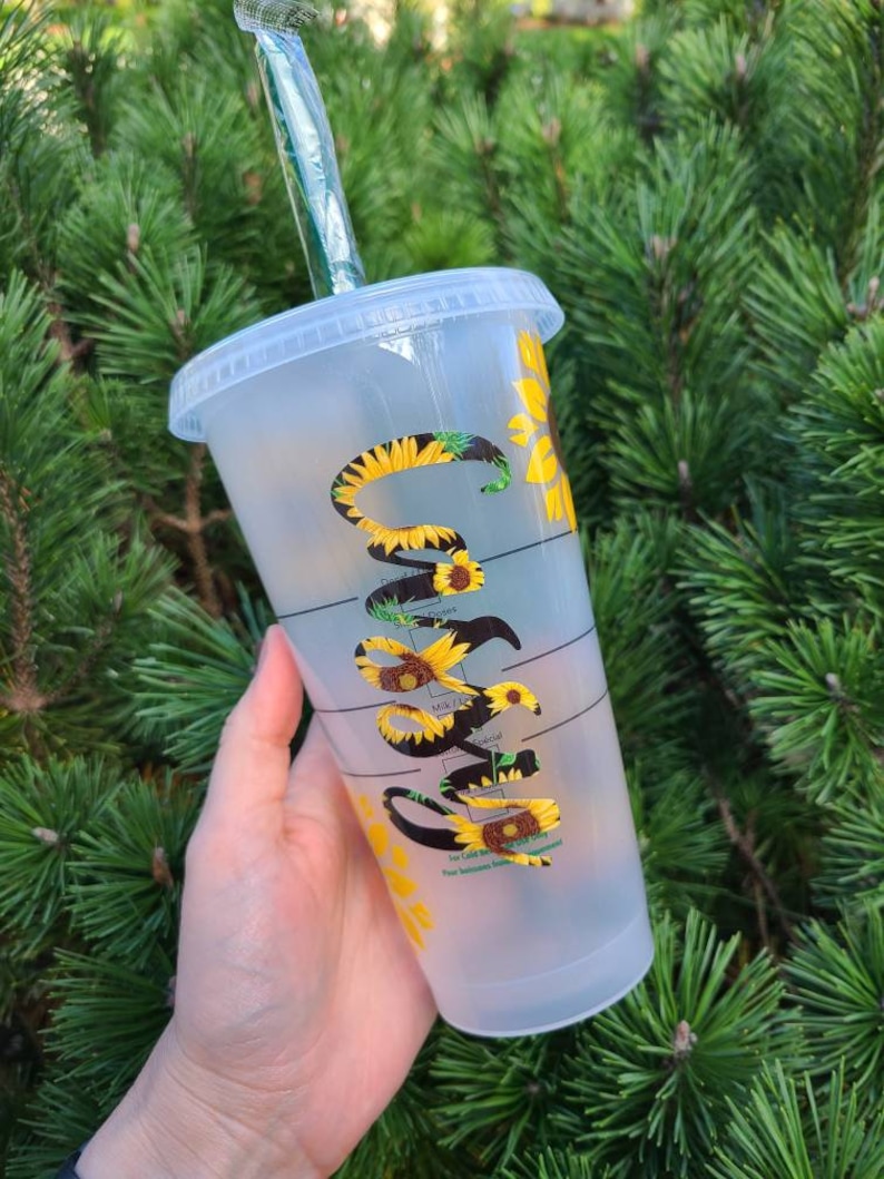 SUNFLOWER STARBUCKS CUP | Custom Starbucks Cup | Custom Coffee Cup | Sunflower Coffee Cup | Reusable Cup | Cold Coffee Cup | Sunflower 