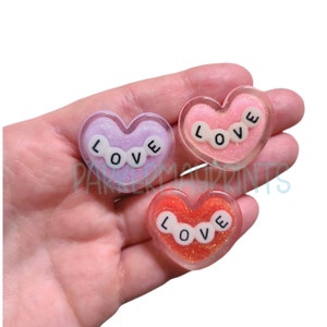 Valentine&#39;s Day Heart Cabochon | Love Heart Resin Flatback | Kawaii Deco | LOVE Heart | Pink | Red | Purple | Heart Flatback