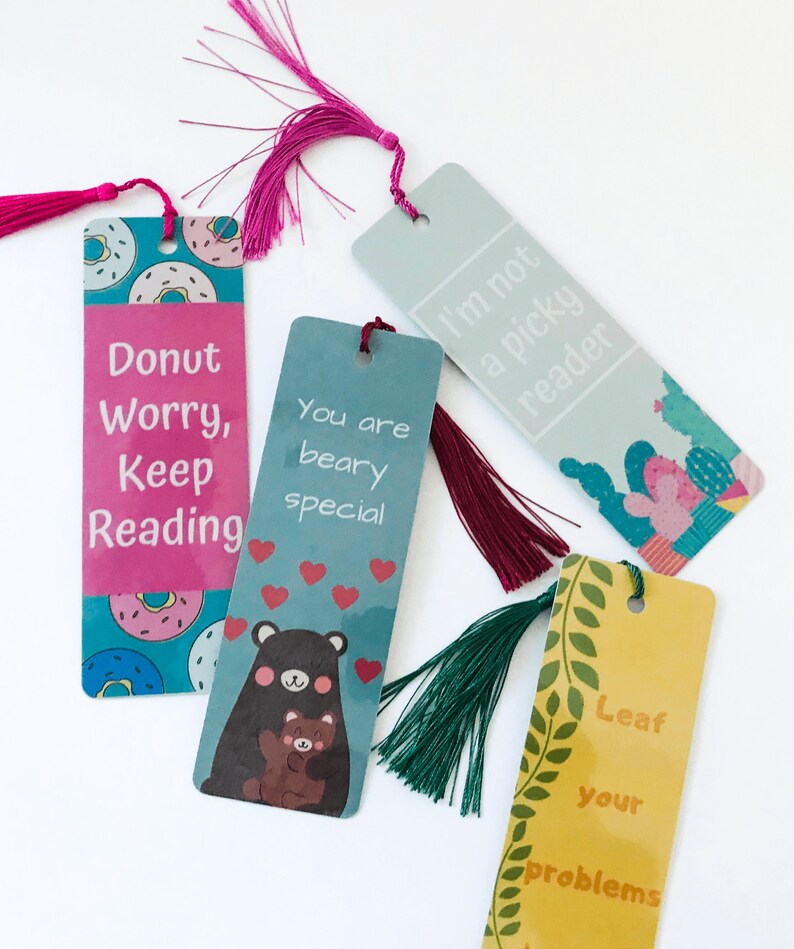 Set of 4 Pun Bookmarks Funny Bookmarks Cute Bookmarks Etsy