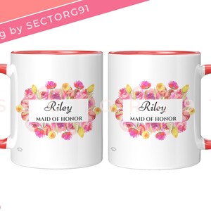 "Personalisierte Brautpartybevorzugung Becher ""VIBRANT HAPPY FLOWERS Rahmen"" Trauzeugin Becher"