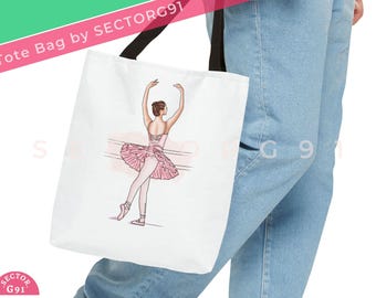 Prima ballerina fashion illustration Ballet lover girl tote bag Customized ballerina painting Dancer "BALLERINA DANCE TENDU tote bag"