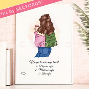 Coffee lover girl friend Fashion illustration Caffeine addict woman Boss babe fashion Woman entrepreneur club "CHIC COFFEE GIRL art print"