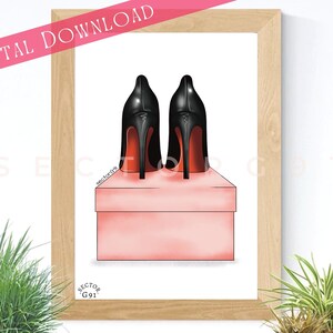 Shoe fashion lovers wall art decor Designer heels Hypebeast Luxury pumps Chic stilettos  Fashion illustration artwork &quot;HIGH FASHION HEELS&quot;