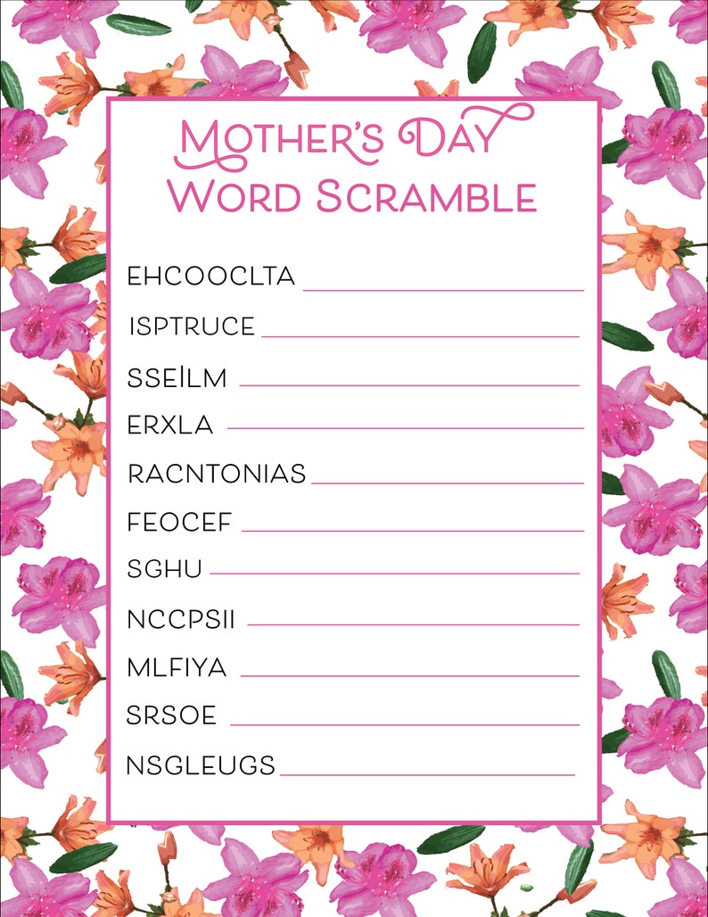 Mother's Day Games Activity Pack Instant Download Printable image 4