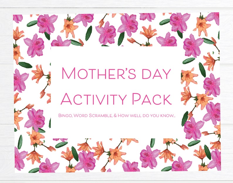 Mother's Day Games Activity Pack Instant Download Printable image 1