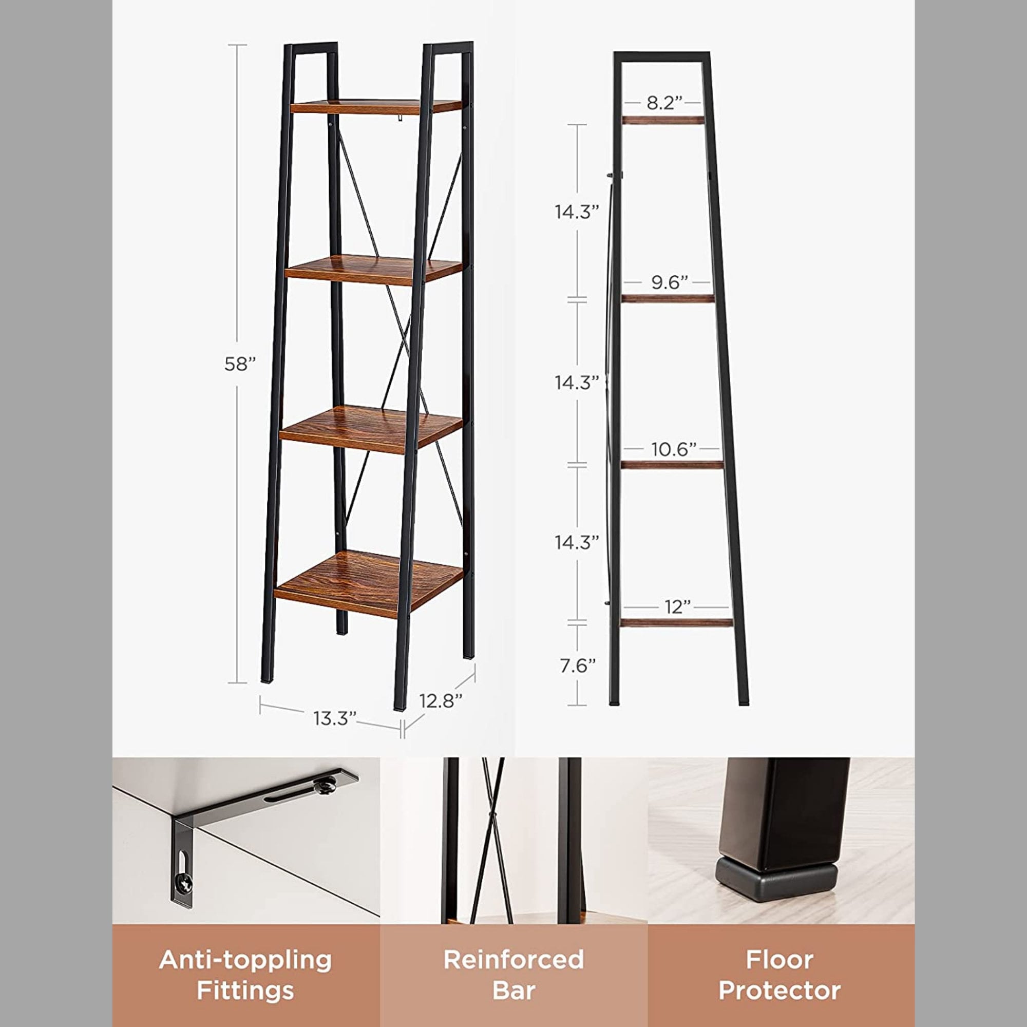 Ladder Shelf 4Tier Book Shelves Corner Ladder Shelves Etsy
