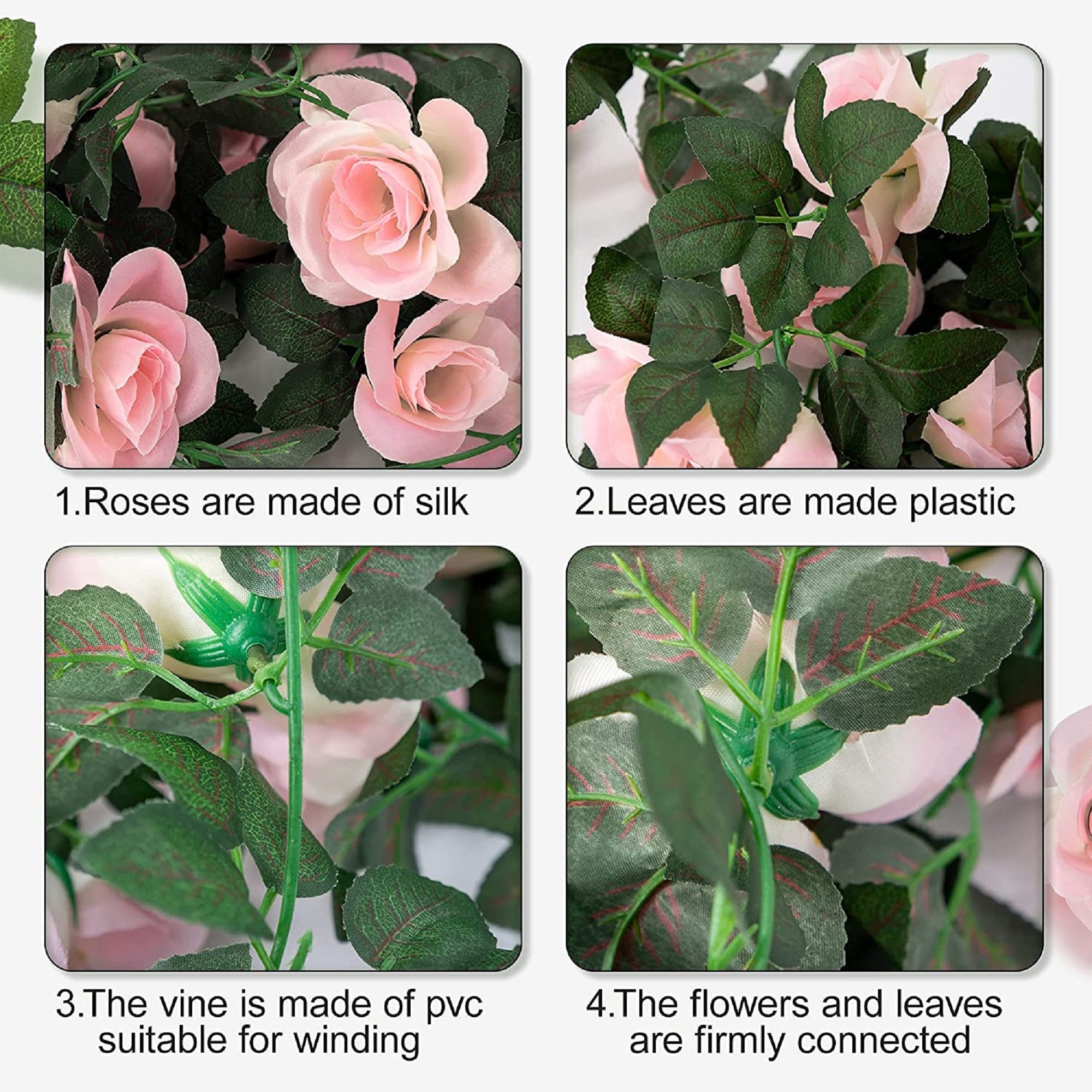 Flower Garland 2 Pack ArtificialPink Rose Flowers Floral Etsy