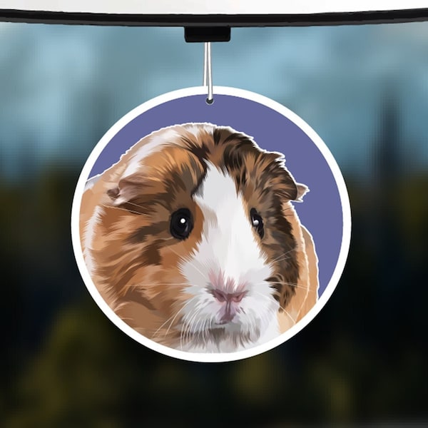 Guinea Pig Car Air Freshener, Rear View Mirror Accessory, Cute Hanging Car Decor, Gift for Guinea Pig Lover, Car Charm for Her