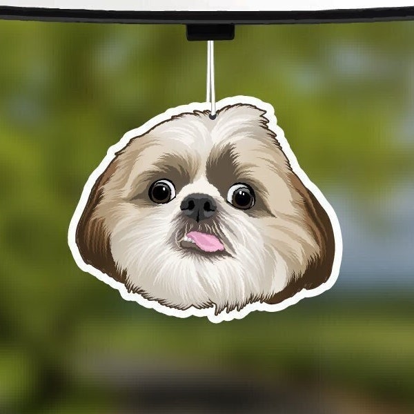 Shih Tzu Dog Car Air Freshener, Rear View Mirror Accessory, Cute Hanging Car Decor, Gift for Dog Lover, Car Charm for Her