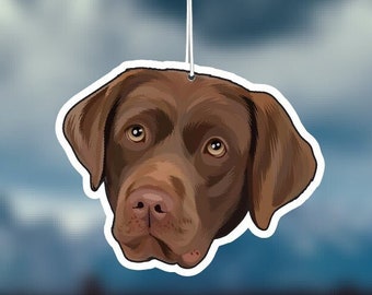 Chocolate Lab Dog Car Air Freshener, Labrador, Rear View Mirror Accessory, Cute Hanging Car Decor, Gift for Dog Lover, Car Charm for Her