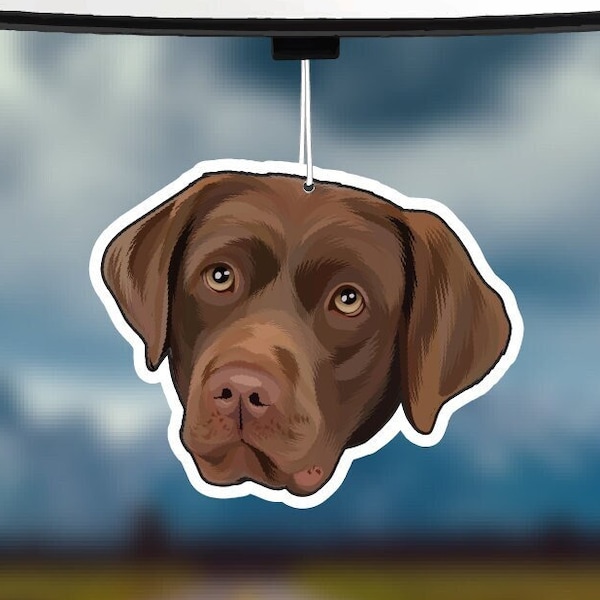 Chocolate Lab Dog Car Air Freshener, Labrador, Rear View Mirror Accessory, Cute Hanging Car Decor, Gift for Dog Lover, Car Charm for Her