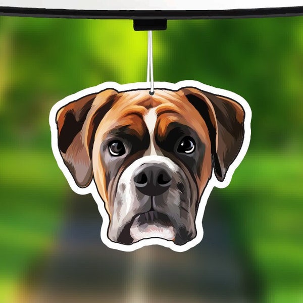 Boxer Dog Car Air Freshener, Rear View Mirror Accessory, Cute Hanging Car Decor, Gift for Dog Lover, Car Charm for Her