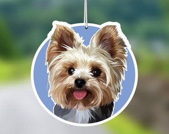 Yorkie Terrier Dog Car Air Freshener, Yorkshire Terrier, Rear View Mirror Accessory, Cute Car Charm, Gift for Dog Lover, Hanging Car Decor