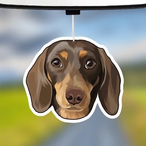 Dachshund Dog Car Air Freshener, Chocolate Doxie, Rear View Mirror Accessory, Cute Hanging Car Decor, Gift for Dog Lover, Car Charm for Her