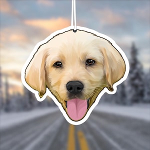 Yellow Lab Puppy Dog Car Air Freshener, Labrador, Rear View Mirror Accessory, Cute Hanging Car Decor, Gift for Dog Lover, Car Charm for Her