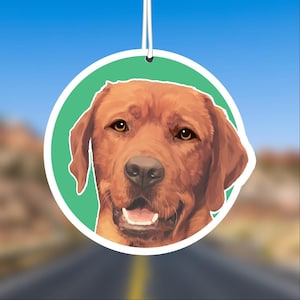 Red Lab Dog Car Air Freshener, Fox Red Labrador, Rear View Mirror Accessory, Cute Hanging Car Decor, Gift for Dog Lover, Car Charm for Her