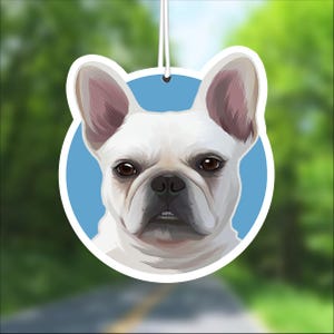 French Bulldog Car Air Freshener, White Frenchie Dog Lover Gift