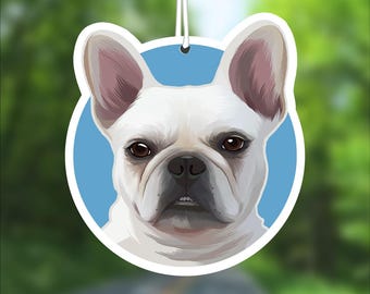 French Bulldog Car Air Freshener, White Frenchie Dog Lover Gift