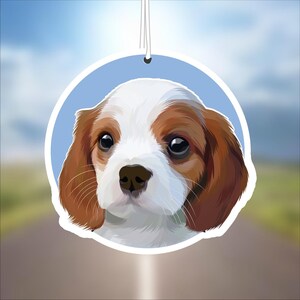 Cavalier KC Spaniel Puppy Dog Car Air Freshener, Rear View Mirror Accessory, Cute Hanging Car Decor, Gift for Dog Lover, Car Charm for Her