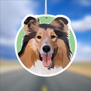 Collie Dog Car Air Freshener, Rear View Mirror Accessory, Cute Hanging Car Decor, Gift for Dog Lover, Car Charm for Her