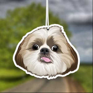 Shih Tzu Dog Car Air Freshener, Rear View Mirror Accessory, Cute Hanging Car Decor, Gift for Dog Lover, Car Charm for Her
